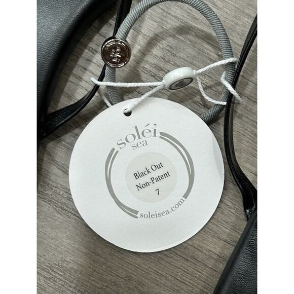 Solei Sea Womens Black Out Flip Flops Leather Round Toe Slip-On Black Size 7 NWT - Picture 5 of 7